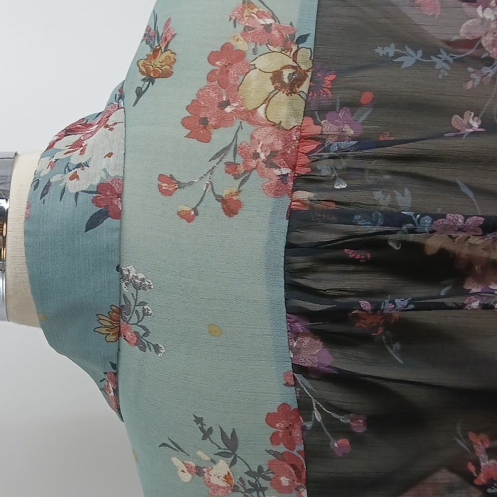 &. Layered Floral "Patchwork" Chiffon Button-Down… - image 5